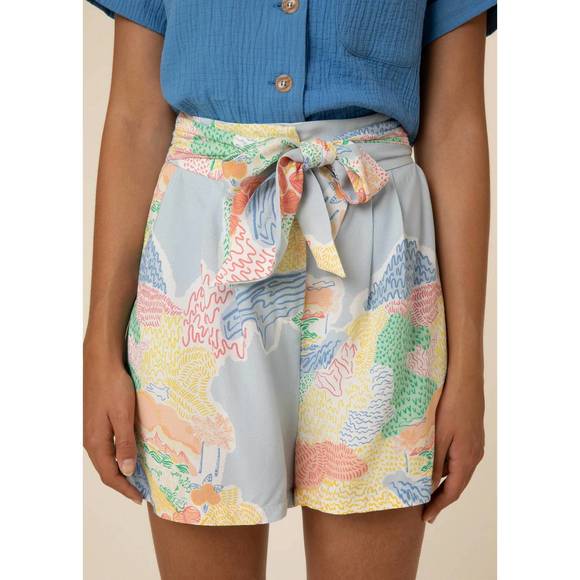 NEW FRNCH davina city shorts in blue multi - Picture 1 of 2